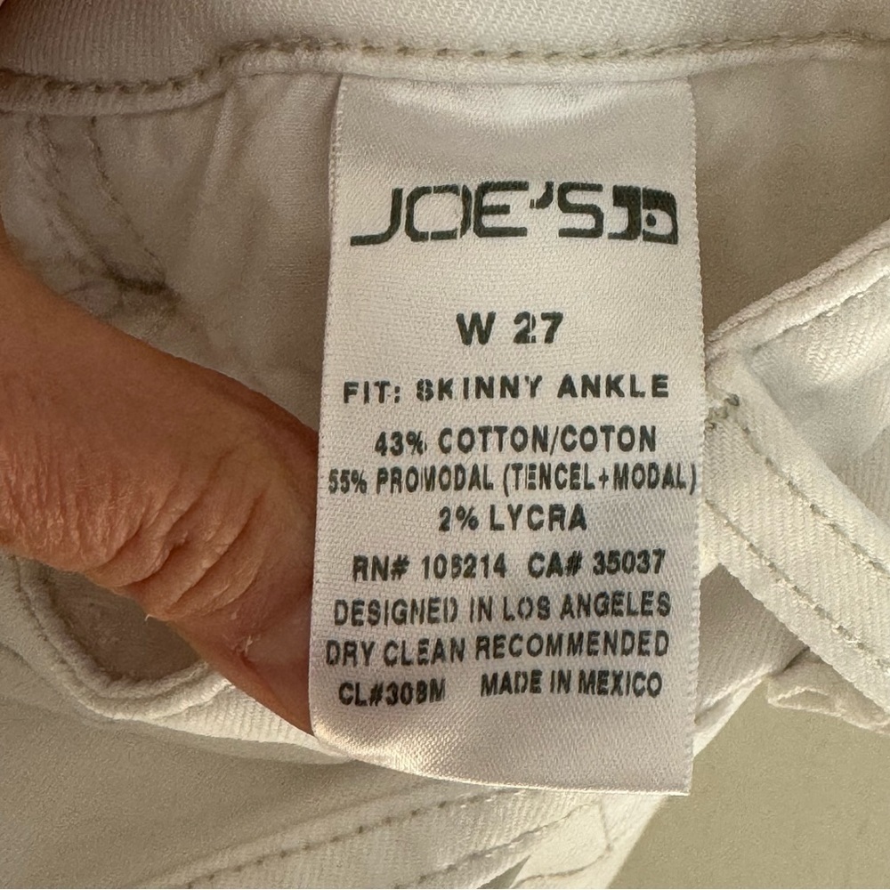 JOE’S JEANS Skinny Ankle Pennie Jeans White Mid-Rise Stretch Size 27 - Picture 3 of 12